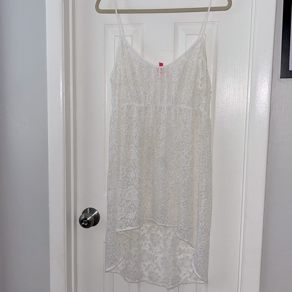 Victoria’s Secret off white lace high low beach swim pool cover up tank dress L